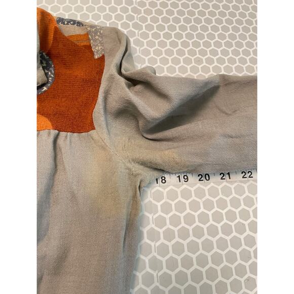 Vintage Handmade Women Midi Dress Large Abstract Print Button Up Artsy Wacky 80s - Picture 5 of 9